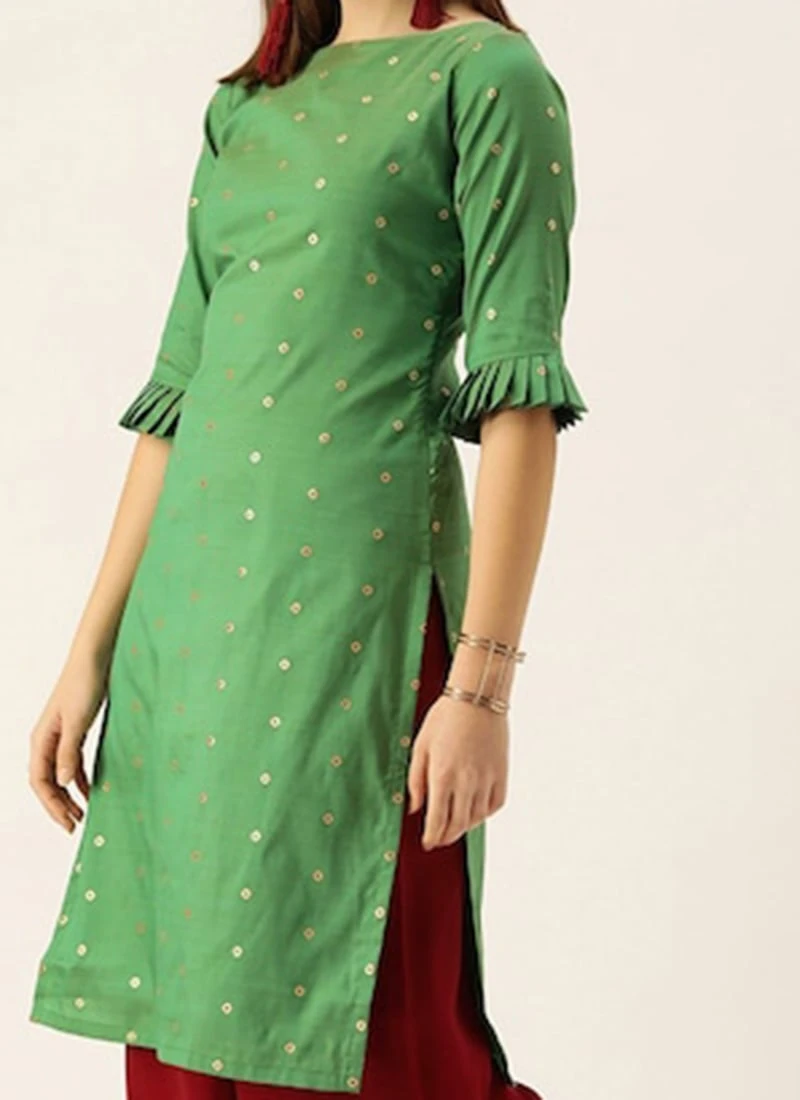 Green Brocade Kurta Festive Wear 3 Green Brocade Kurta Festive Wear