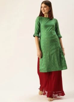 Green Brocade Kurta Festive Wear 12 Green Brocade Kurta Festive Wear -ZariGrace Shop Green Brocade Kurta KRBS02306312 u