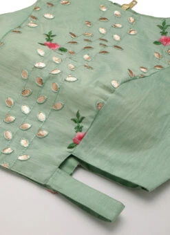 Green Chanderi Cotton Lehenga Set Festive Wear -ZariGrace Shop Green Chanderi Cotton Lehenga Set GHBS02206231 rrc1