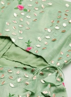 Green Chanderi Embroidered Jumpsuit Festive Wear Party Wear -ZariGrace Shop Green Chanderi Embroidered Jumpsuit DRBS02207361 rrc1