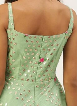 Green Chanderi Embroidered Jumpsuit Festive Wear Party Wear -ZariGrace Shop Green Chanderi Embroidered Jumpsuit DRBS02207361 rrc2