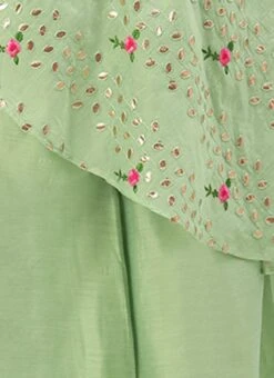 Green Chanderi Embroidered Jumpsuit Festive Wear Party Wear -ZariGrace Shop Green Chanderi Embroidered Jumpsuit DRBS02207361 rrc3