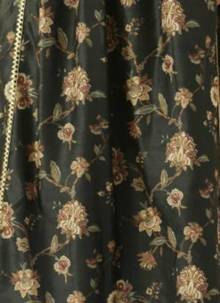 Green Chanderi Printed Floral Maxi Dress Festive Wear -ZariGrace Shop Green Chanderi Printed Floral Maxi Dress DRBS02111084 rrc3