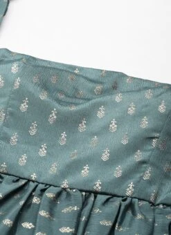 Green Chinon Foil Printed Maxi Dress Festive Wear -ZariGrace Shop Green Chinon Foil Printed Maxi Dress DRBS02212617 rrc1
