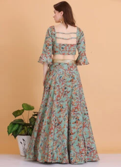 Green Chinon Printed Lehenga Set Party Wear -ZariGrace Shop Green Chinon Printed Lehenga Set GHBS02302253 b