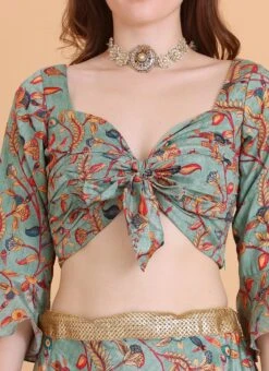 Green Chinon Printed Lehenga Set Party Wear -ZariGrace Shop Green Chinon Printed Lehenga Set GHBS02302253 rrc1