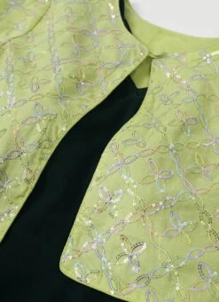 Jacket From Green Cotton Embroidered Jacket Style Gown -ZariGrace Shop Green Cotton Embroidered Jacket Style Gown IWBS02301772 rrc1