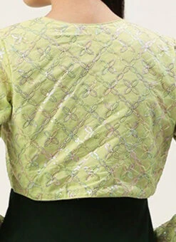 Jacket From Green Cotton Embroidered Jacket Style Gown -ZariGrace Shop Green Cotton Embroidered Jacket Style Gown IWBS02301772 rrc2
