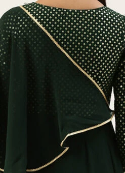 Green Embroidered Georgette Kali Flared Gown Party Wear -ZariGrace Shop Green Embroidered Georgette Kali Flared Gown IWBS02208519 rrc2