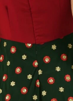 Green Embroidered N Maroon Twisted Bodice Dress Festive Wear -ZariGrace Shop Green Embroidered N Maroon Twisted Bodice Dress DRBS02206212 rrc3