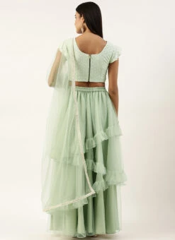 Green Embroidered N Net Asymmetrical Lehenga Set Party Wear 13 Green Embroidered N Net Asymmetrical Lehenga Set Party Wear -ZariGrace Shop Green Embroidered N Net Asymmetrical Lehenga Set GHBS02203482 b