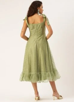 Green Embroidered Net Corset Style Dress Party Wear -ZariGrace Shop Green Embroidered Net Corset Style Dress DRBS02301105 b