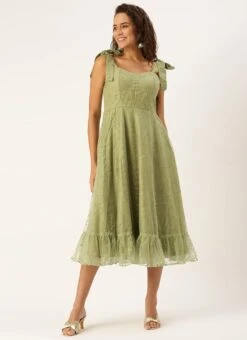 Green Embroidered Net Corset Style Dress Party Wear -ZariGrace Shop Green Embroidered Net Corset Style Dress DRBS02301105 u