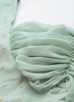 Green Embroidered One Shoulder Style Gown Party Wear -ZariGrace Shop Green Embroidered One Shoulder Style Gown IWBS02305134 rrc1