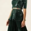 Bottom From Green Embroidered Peplum Top N Palazzo Set After Six Wear