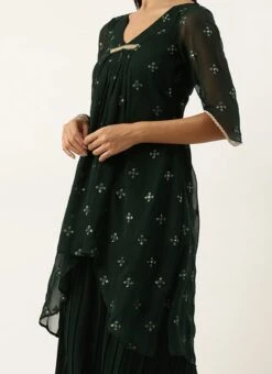 Bottom From Green Embroidered Salwar Set After Six Wear