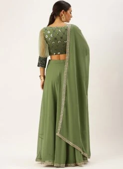 Green Gathered Sleeves Lehenga Festive Wear Wedding Wear -ZariGrace Shop Green Gathered Sleeves Lehenga GHBS02204743 b