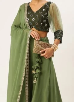 ZariGrace Shop 9 Green Gathered Sleeves Lehenga Festive Wear Wedding Wear