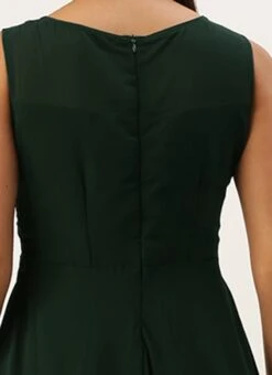 Green Georgette Embroidered Boat Neck Gown Party Wear -ZariGrace Shop Green Georgette Embroidered Boat Neck Gown IWBS02301685 rrc2