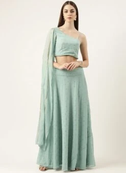 Skirt From Green Georgette Embroidered Crop Top N Skirt Set After Six Wear -ZariGrace Shop Green Georgette Embroidered Crop Top N Skirt Set IWBS02302445 u