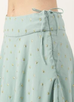 Skirt From Green Georgette Embroidered Crop Top N Skirt Set After Six Wear -ZariGrace Shop Green Georgette Embroidered Crop Top N Skirt Set IWBS02302445 rrc2