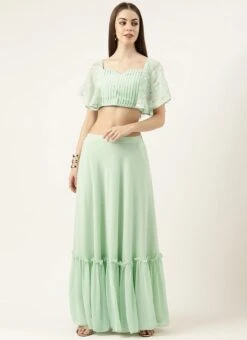 Skirt From Green Georgette Embroidered Crop Top Skirt Set After Six Wear 12 Skirt From Green Georgette Embroidered Crop Top Skirt Set After Six Wear -ZariGrace Shop Green Georgette Embroidered Crop Top Skirt Set IWBS02305171 u