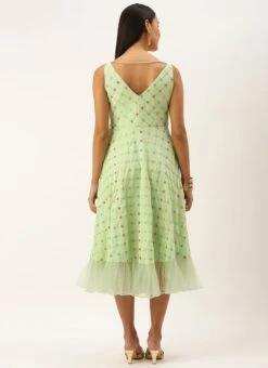 Green Georgette Embroidered Dress Party Wear 13 Green Georgette Embroidered Dress Party Wear -ZariGrace Shop Green Georgette Embroidered Dress DRBS02209667 b