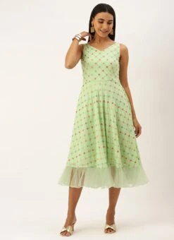 Green Georgette Embroidered Dress Party Wear 12 Green Georgette Embroidered Dress Party Wear -ZariGrace Shop Green Georgette Embroidered Dress DRBS02209667 u