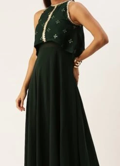 Green Georgette Embroidered Dress Festive Wear