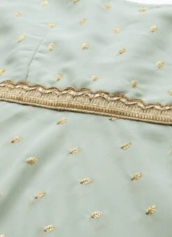 Bottom From Green Georgette Embroidered Gharara Set After Six Wear -ZariGrace Shop Green Georgette Embroidered Gharara Set KSBS02303647 rrc1 1