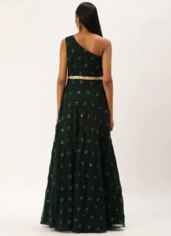 Green Georgette Embroidered Gown Festive Wear 13 Green Georgette Embroidered Gown Festive Wear -ZariGrace Shop Green Georgette Embroidered Gown IWBS02301055 b