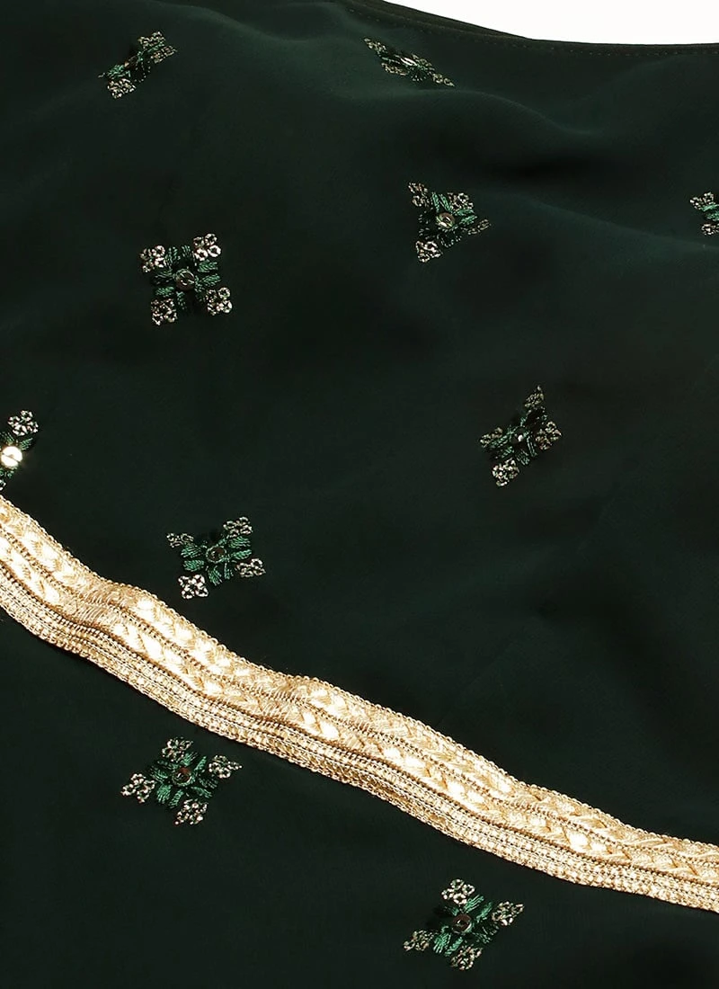 Green Georgette Embroidered Gown Festive Wear 7 Green Georgette Embroidered Gown Festive Wear - Image 5