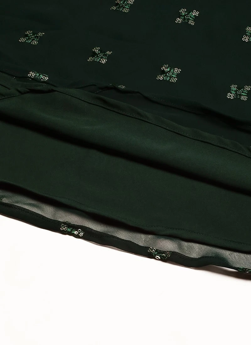 Green Georgette Embroidered Gown Festive Wear 10 Green Georgette Embroidered Gown Festive Wear - Image 8