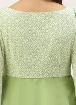 Green Georgette Embroidered Layered Dress Party Wear 15 Green Georgette Embroidered Layered Dress Party Wear -ZariGrace Shop Green Georgette Embroidered Layered Dress DRBS02207311 rrc2