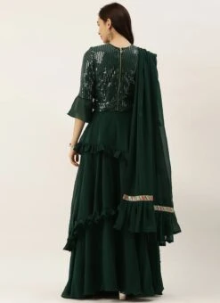 Green Georgette Embroidered Layered Lehenga Wedding Wear 13 Green Georgette Embroidered Layered Lehenga Wedding Wear -ZariGrace Shop Green Georgette Embroidered Layered Lehenga GHBS02102932 b