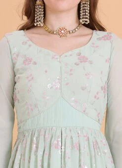 Top From Green Georgette Embroidered Palazzo Suit After Six Wear -ZariGrace Shop Green Georgette Embroidered Palazzo Suit SLBS02304087 rrc1 1