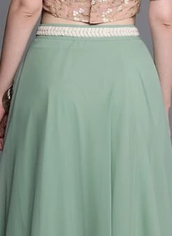 Green Georgette Full Circular Skirt Festive Wear -ZariGrace Shop Green Georgette Full Circular Skirt WBBS02307535 rrc2