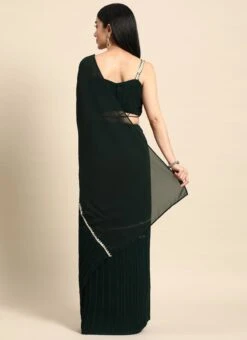 Green Georgette Pleated Ruffle Saree Festive Wear 13 Green Georgette Pleated Ruffle Saree Festive Wear -ZariGrace Shop Green Georgette Pleated Ruffle Saree SABS02301091 b