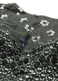 Green Georgette Sequins Embroidery Tiered Gathers Lehenga Wedding Wear Festive Wear -ZariGrace Shop Green Georgette Sequins Embroidery Tiered Gathers Lehenga GHBS02204752 rrc1