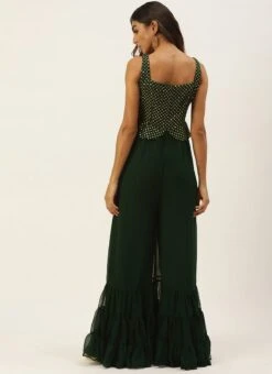 Green Georgette Sequins Jumpsuit Festive Wear -ZariGrace Shop Green Georgette Sequins Jumpsuit DRBS02208424 b