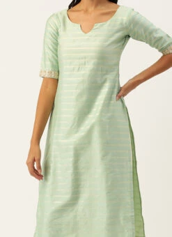 Green Jacquard Kurta Sets Festive Wear