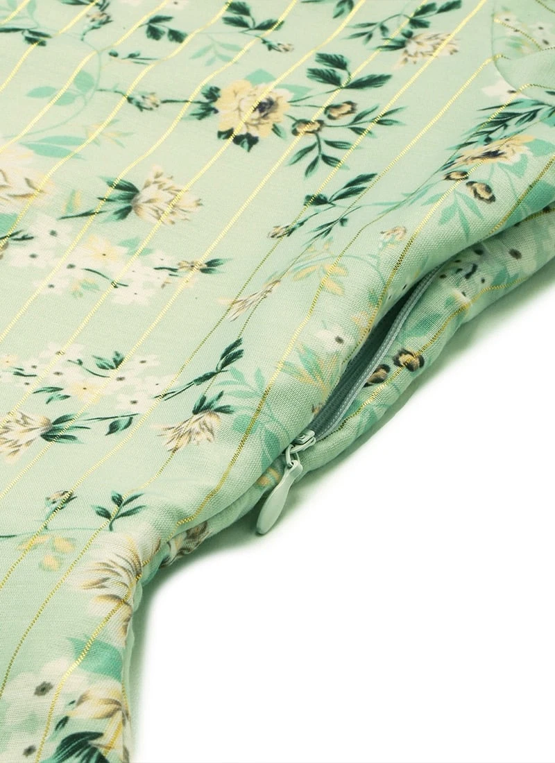 Green Muslin Printed Calf Length Kurta Set After Six Wear 9 Green Muslin Printed Calf Length Kurta Set After Six Wear - Image 7