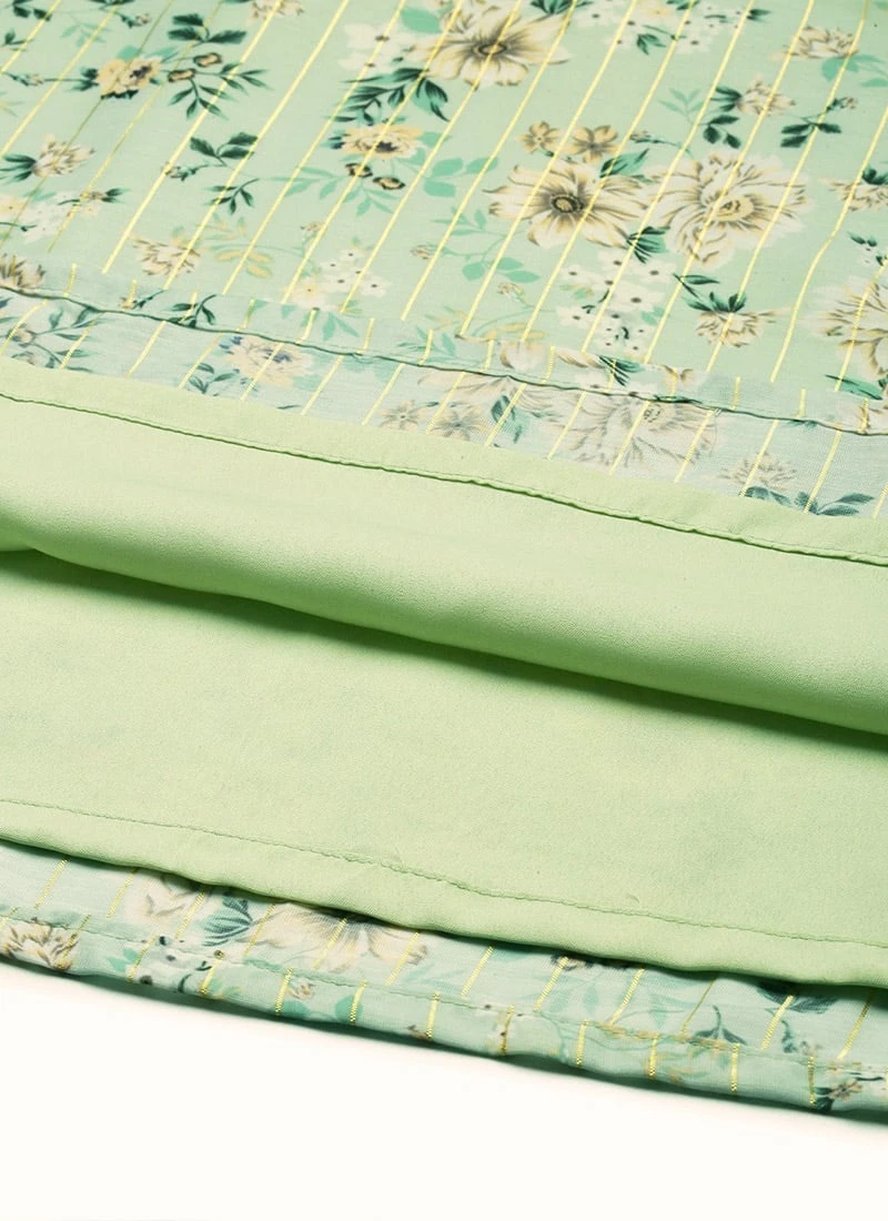 Green Muslin Printed Calf Length Kurta Set After Six Wear 10 Green Muslin Printed Calf Length Kurta Set After Six Wear - Image 8