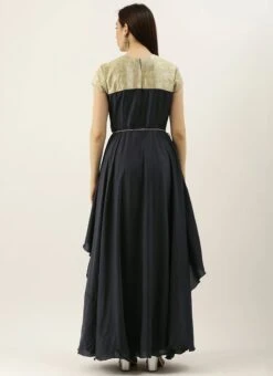 Green N Dark Grey Layered Floor Length Gown Party Wear 13 Green N Dark Grey Layered Floor Length Gown Party Wear -ZariGrace Shop Green N Dark Grey Layered Floor Length Gown IWBS02105368 b