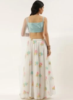 Green N Off White Organza Jacquard Lehenga Festive Wear -ZariGrace Shop Green N Off White Organza Jacquard Lehenga GHBS02206273 b