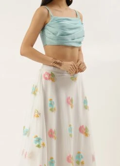 Green N Off White Organza Jacquard Lehenga Festive Wear