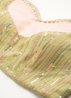 Dupatta From Green N Peach Sequin Embroidered Lehenga After Six Wear -ZariGrace Shop Green N Peach Sequin Embroidered Lehenga GHBS02211213 rrc1 1
