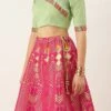 Green N Pink Jacquard Taffeta Fabric Kali Lehenga Festive Wear -ZariGrace Shop Green N Pink Jacquard Taffeta Fabric Kali Lehenga GHBS02109732 l