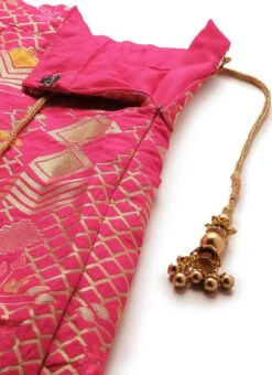 Green N Pink Jacquard Taffeta Fabric Kali Lehenga Festive Wear -ZariGrace Shop Green N Pink Jacquard Taffeta Fabric Kali Lehenga GHBS02109732 rrc2