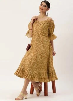 Green Printed Art Silk Cotton Maxi Dress After Six Wear -ZariGrace Shop Green Printed Art Silk Cotton Maxi Dress DRBS02209822 u 1